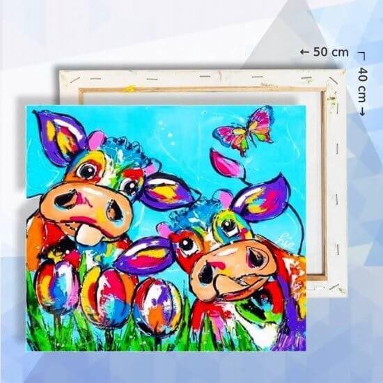 Schilderen op nummer pakket Vrolijke Koeien 40 x 50 cm - met frame | bol.com
