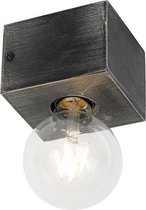 QAZQA bloc - Landelijke Wandlamp voor binnen - 1 lichts - D 110 mm - Zwart -  Woonkamer | Slaapkamer | Keuken