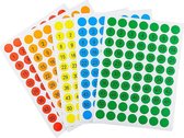 5 stickervelletjes cijfers 10mm rood - groen - oranje - blauw - geel
