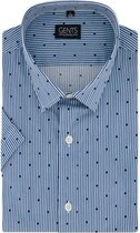 GENTS | Overhemd Heren Korte Mouw streep stip blauw-wit 0728 Maat XL 43/44