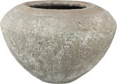 PTMD Bjorn grijze gladde keramieke pot bal rond maat in cm: 38 x 38 x 26 - grijs