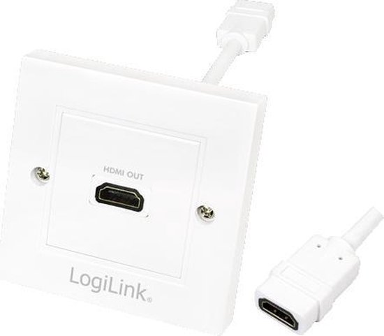 LogiLink HDMI-Wanddose Für 4K – Inkl. Adapterkabel, High Speed With Ethernet