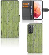 Wallet Book Case Samsung Galaxy S21 Telefoon Hoesje Green Wood