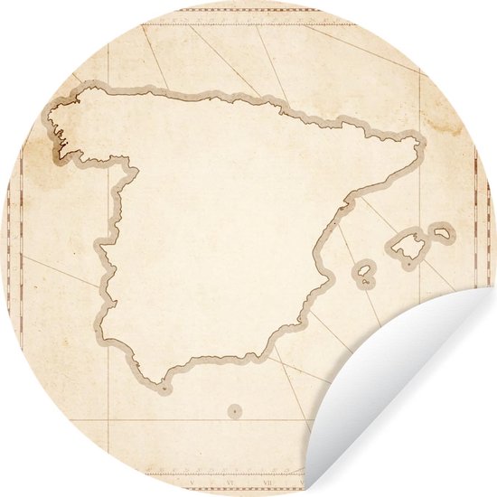 Illustration de l'Espagne sur une carte ancienne Sticker mural cercle