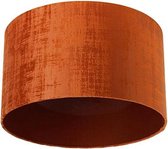 QAZQA transparant-cilinder-velours - Klassieke Lampenkap - Ø 35 cm - Oranje -