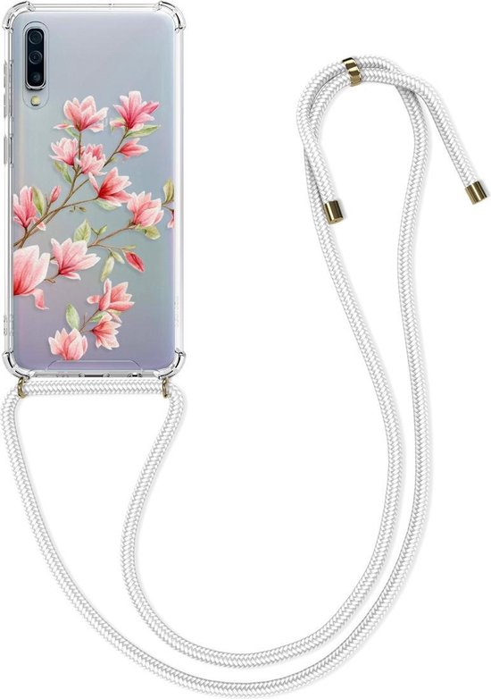 kwmobile phone case pour Samsung Galaxy A50 - Etui avec cordon rose poudré  / blanc /... | bol