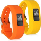 kwmobile horlogeband voor Garmin Vivofit jr. / jr. 2 - Maat S - 2x siliconen armband voor fitnesstracker in geel / oranje