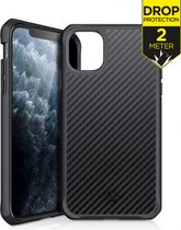 Apple iPhone 11 Pro Max Hoesje - ITSkins - Level 2 HybridFusion Serie - Carbon Backcover - Carbon - Hoesje Geschikt Voor Apple iPhone 11 Pro Max