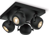 Home Sweet Home - Moderne LED Opbouwspot Nop - Zwart - 23/23/14cm - 4 lichts plafondspot - Dimbaar - inclusief LED lichtbron - GU10 fitting - 5W 390lm 3000K - warm wit licht - gemaakt van metaal