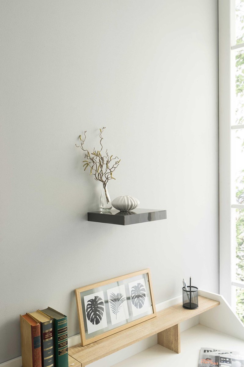 Wandplankje Shelvy 23cm - Hoogglans Grijs - Finori - Wandrek - Grijs - Honingraatpaneel