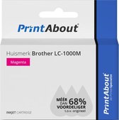 PrintAbout huismerk Inktcartridge LC-1000M Magenta geschikt voor Brother