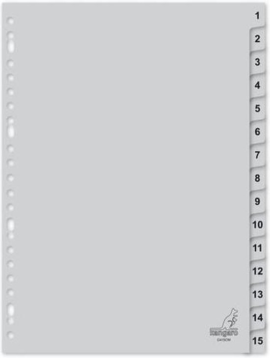 Matig ventilatie Grafiek tabblad Kangaro A4 cijfers PP 120mµ grijs 23-gaats 15-delig G415CM | bol.com