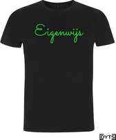 T-shirt | Karaktereigenschappen | Eigenwijs06 - fluor green, S, Heren