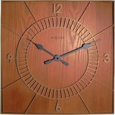 NeXtime - Wandklok -  50 cm - Hout - Bruin - 'Wood Square'