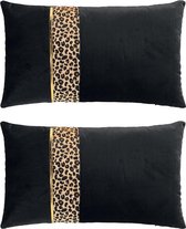 Velvet Sierkussen 30 x 50 cm Black Safari - 2 stuks