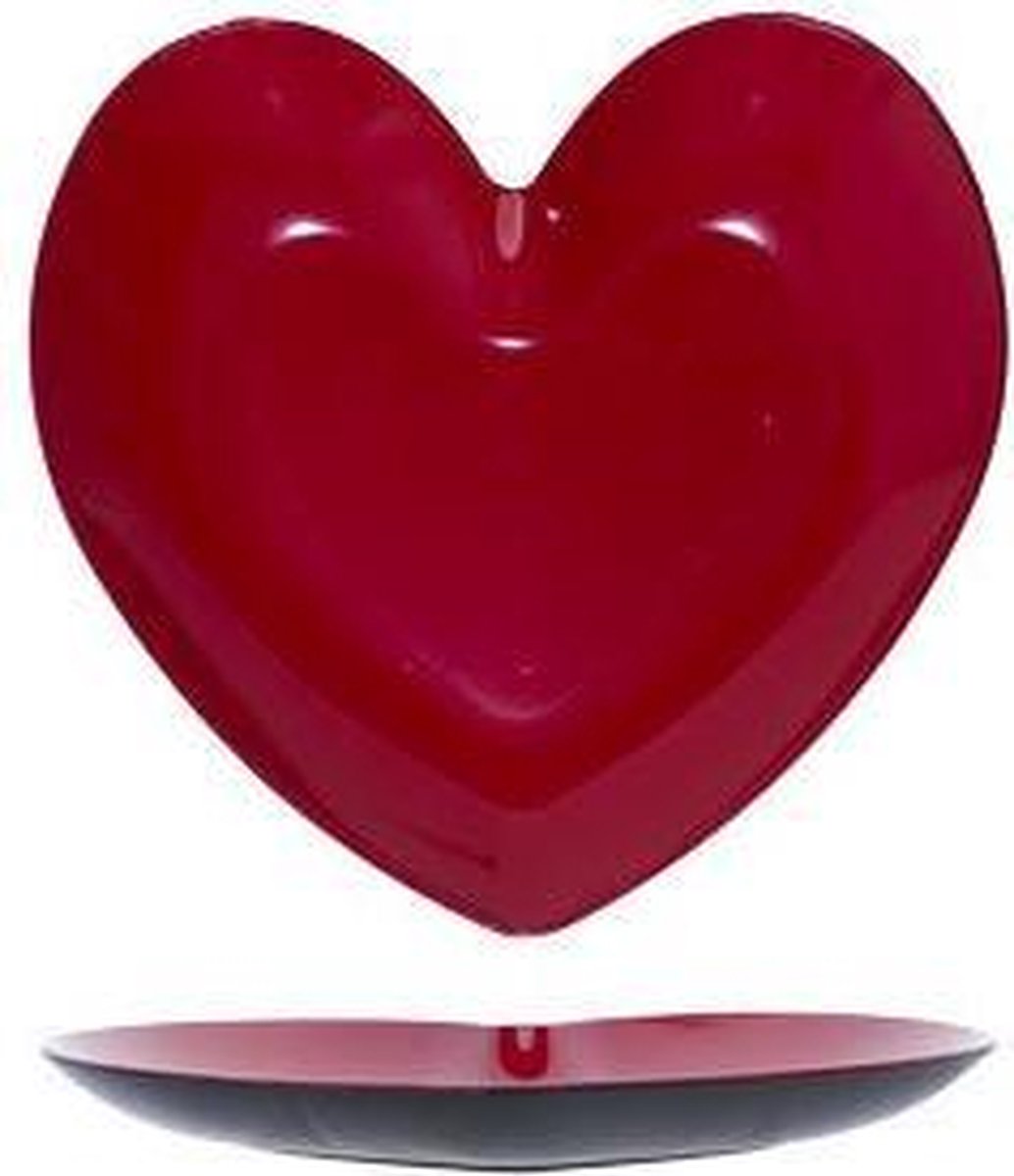 Bord - Glossy Rood - Hart - 18x18xh2cm - kunststof - (set van 6)