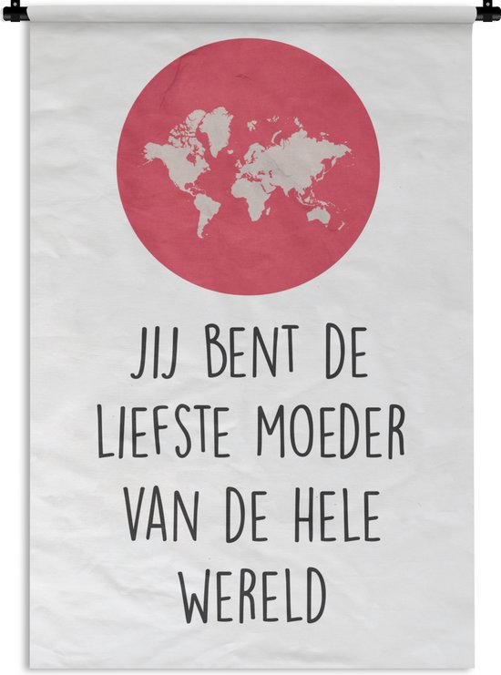Tapisserie murale fête des mères - Cadeau fête des mères / cadeau pour maman - texte Vous êtes la maman la plus douce du monde Tapisserie murale coton 120x180 cm - Tapisserie murale avec photo XXL / Groot format !