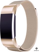 Milanees Smartwatch bandje - Geschikt voor Fitbit Charge 2 Milanese bandje - champagne - Strap-it Horlogeband / Polsband / Armband - Maat: Maat L
