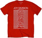 Joy Division Heren Tshirt -XL- Unknown Pleasures White On Red Rood