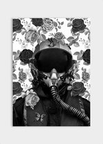 Poster Flower Pilot White - Dibond - Meerdere Afmetingen & Prijzen | Wanddecoratie - Interieur - Art - Wonen - Schilderij - Kunst