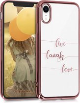 kwmobile hoesje voor Apple iPhone XR - backcover voor smartphone - Live Laugh Love design - roségoud / roségoud / transparant