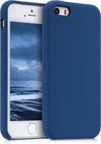 kwmobile telefoonhoesje geschikt voor Apple iPhone SE (1.Gen 2016) / iPhone 5 / iPhone 5S - Hoesje met siliconen coating - Smartphone case in donkerblauw
