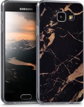kwmobile telefoonhoesje voor Samsung Galaxy A3 (2016) - Hoesje voor smartphone in zwart / goud - Marmer design