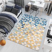 Tapiso Lazur Vloerkleed Grijs Blauw Woonkamer Abstract Tapijt Maat- 120x170