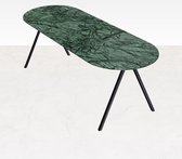 Marmeren Eettafel Half Ovaal – India Green (V-poot) - 220 x 80 cm  - Gepolijst