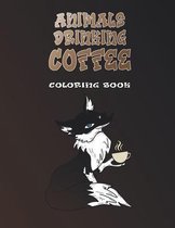 animals drinking coffee coloring book