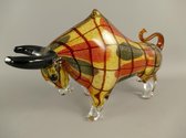 Glazen beeldje - Retro Stier Murano Style - Strepen - 23 cm hoog