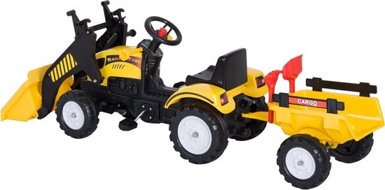 woonadres volleybal Kiwi Traptractor met aanhanger -Tractor speelgoed - Buitenspeelgoed - zwart +  geel - 167 x... | bol.com