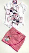 Disney Minnie Mouse set - rok+t-shirt met glitterprint - wit/roze - maat 122/128 (8 jaar)