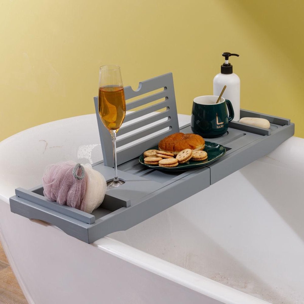 HI Badplank - bamboe - uitschuifbaar tot 105 cm | Leen Bakker