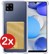 Samsung A42 Hoesje Met Pasjeshouder - Samsung Galaxy A42 Hoesje Transparant Shock Proof Case - Samsung A42 Hoesje Met Kaarthouder - 2 PACK