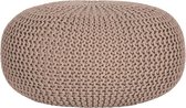 Nancy's Poef Gebreid - Handgemaakt - Poefen - Rond - Landelijk - Katoen - Beige - 70 x 70 x 35 cm | L