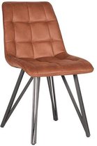 Nancy's Eetkamerstoel Boaz - Stoel - Eetkamer - Eetkamerstoelen - Industrieel - Microfiber - Cognac - 50 x 61 x 86 cm