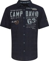 Camp David ® overhemd met getinte ruitjesstructuur en artwork, donkerblauw