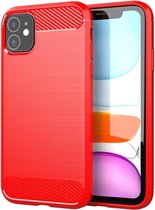iPhone XR Carbon Fiber Look Hoesje - Apple iPhone XR Carbon Hoesje Cover Case - Rood