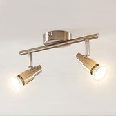 ELC - LED plafondlamp - 2 lichts - metaal, staal - H: 15.9 cm - GU10 - nikkel, chroom - Inclusief lichtbronnen