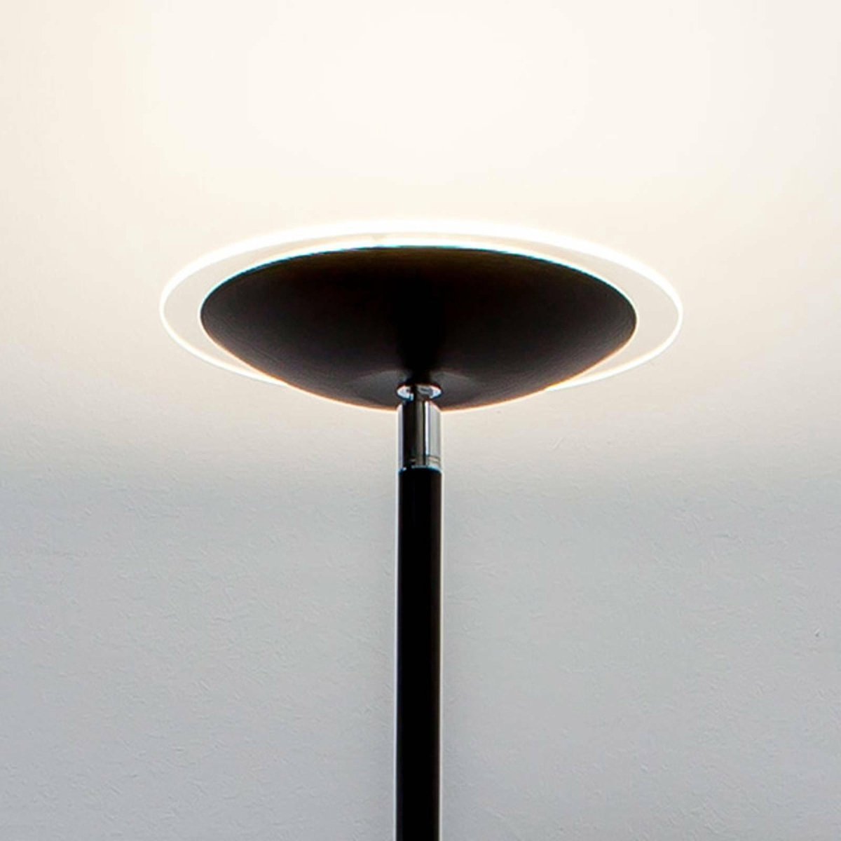 Lindby - LED vloerlamp- met touchdimmer - 1licht - metaal, glas - H: 180 cm - zwart, transparant - Inclusief lichtbron