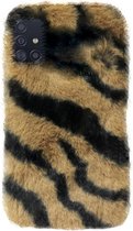 ADEL Siliconen Back Cover Softcase Hoesje voor Samsung Galaxy A71 - Luipaard Fluffy Bruin