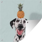 Tuinposters Dalmatiër met een ananas op zijn hoofd - 50x50 cm - Tuindoek - Buitenposter