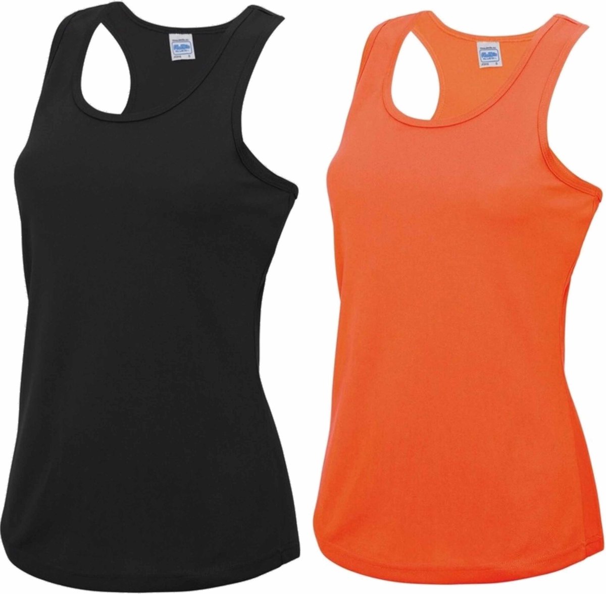 Voordeelset - oranje en zwart sport singlet voor dames in maat Medium - Dameskleding sport shirts XL (42)