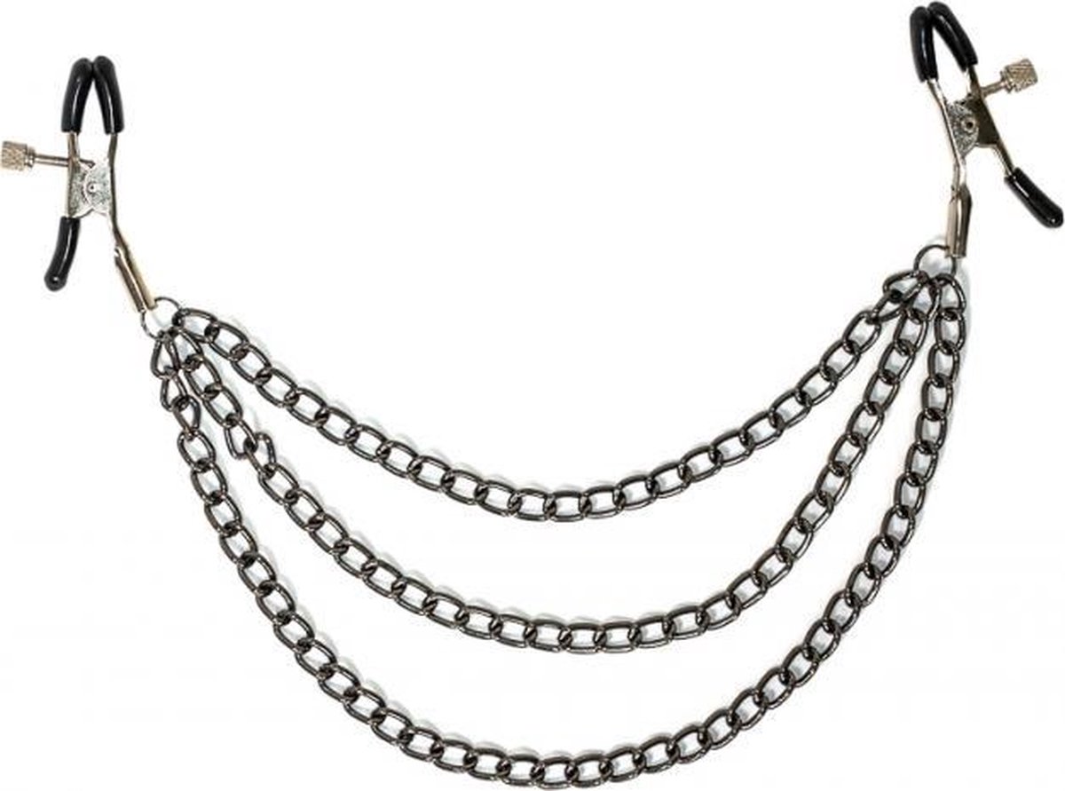 Goedkoopste Tepelklemmen Met Drie Kettingen - BDSM - Bondage - Luxe Verpakking - Party Hard - Uncensored
