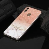 Voor Huawei Honor 8C marmeren patroon Soft TPU beschermhoes (rose goud wit)