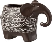 J-line Bloempot Olifant Terracotta Donkerbruin/Wit Small