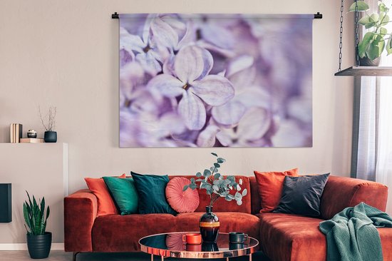 Tapisserie De lavande - Gros plan de fleurs de lavande Tapisserie en coton 180x120 cm - Tapisserie avec photo XXL / Groot format!