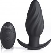 7X Swirled Thumping Anal Plug - Black