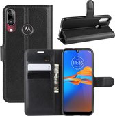 Voor MOTO E6 Plus Litchi Texture horizontale flip lederen tas met portemonnee en houder en kaartsleuven (zwart)